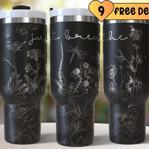 Positivity 40oz Tumbler Wrap Laser Svg, Just Breathe 40oz Laser Engraved Tumbler Wrap, Motivational 40oz Tumbler Laser, Laser Engraving Svg