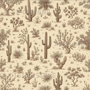 Braun Kaktus Toile Nahtlose Muster wiederholen Stoffmuster Digitales Papier Sublimation Design für Scrapbooking Digitaler Download PNG Westerm