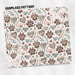 Boho Paws seamless pattern Unlimited Commercial Use digital print file instant download Sublimation POD Cute Pet Paws seamless Pattern PNG