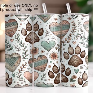 Boho Paws seamless pattern Unlimited Commercial Use digital print file instant download Sublimation POD Cute Pet Paws seamless Pattern PNG image 3