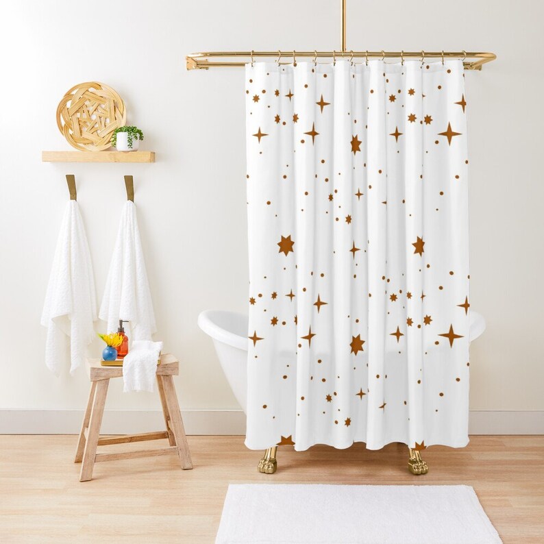 Boho Shower Curtain, Celestial Decor, Shower Curtain Boho, Extra Long Shower Curtain, Guest Bathroom Shower Curtain, Up To 90 Inches Long image 3