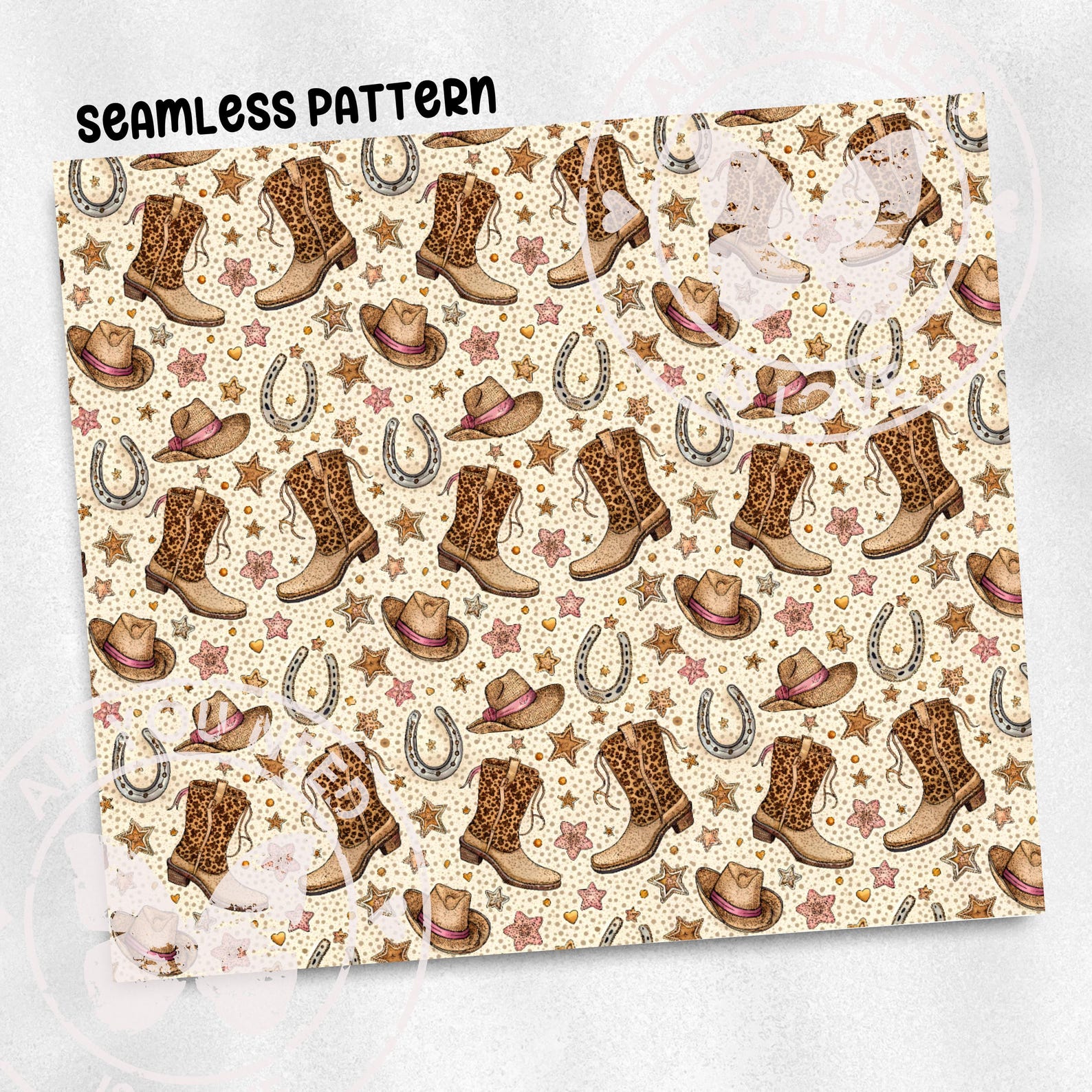Red Western Repeat Pattern Rustic Western Rodeo Seamless Pattern Repeat Fabric Pattern Digital ...