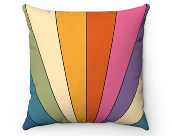 Retro 70s Throw Pillow, Retro Stripes, Retro Decor, 70s Decor, Pillow Cover,  Boho Throw Pillow, 14x14 Pillow Cover, Unique Throw Pillow