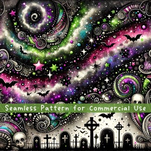 Halloween Glitter Seamless pattern Glitter neon Halloween Sublimation Design Halloween Png Seamless spooky season Digital File Ghosts Bats