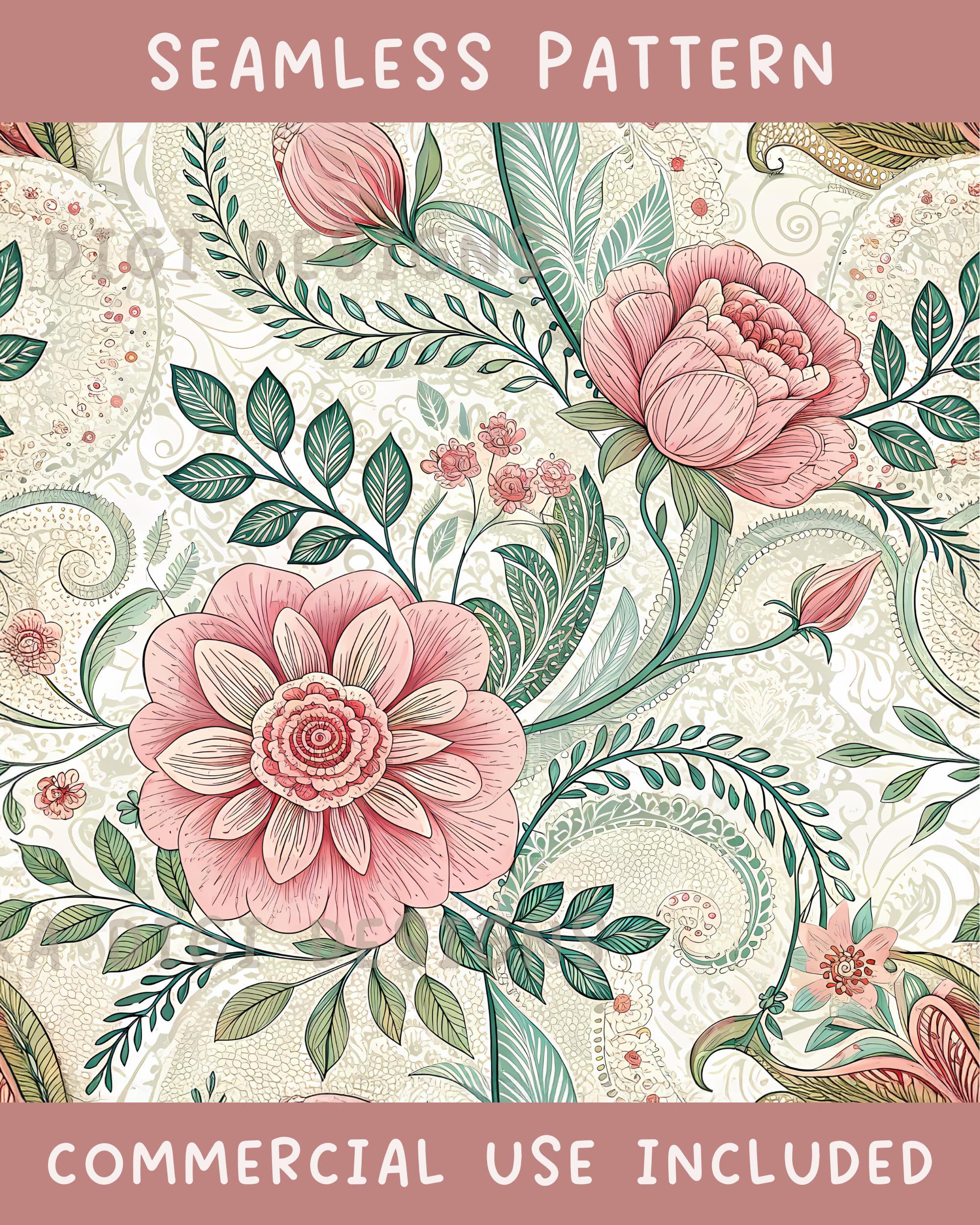 Pastel Dainty Floral Seamless Pattern Repeat Fabric Pattern Digital ...
