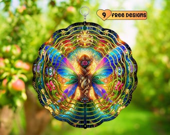 Ethereal Fairy Wind Spinner Whimsical Fairy Windspin, Fairy Outdoor Decor, Holographic Spring Garden Windspinner Gift, Sublimation Fairy PNG