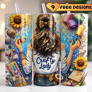 Crafty Lady beker wrap kleine ondernemer 20oz skinny sublimatie beker wrap cadeau voor crafter digitaal ontwerp crafty girl crafter leven
