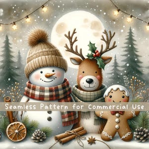 Nordic Rustic Christmas Holidays Seamless Pattern Repeating Xmas Sublimation Design Christmas Gift Png Design Vintage Holiday Digital File