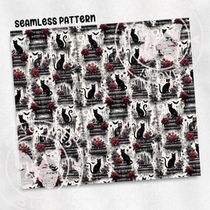 Bookish Seamless Pattern Book Lover Sublimation Design Library Gift Booktok PNG Fabric Pattern Commercial License PNG Books and Cats Digital