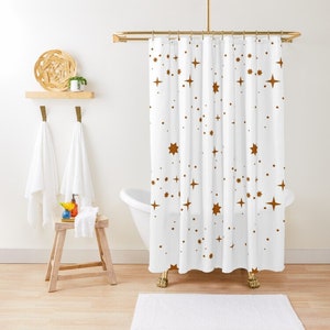 Boho Shower Curtain, Celestial Decor, Shower Curtain Boho, Extra Long Shower Curtain, Guest Bathroom Shower Curtain, Up To 90 Inches Long image 2