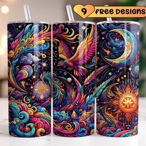 Kosmische vogel Tumbler Wrap, 20oz Tumbler Sublimatie ontwerpen Phoenix Tumbler Wrap, Galaxy Tumbler Wrap Universe Digitale Download png Celestial
