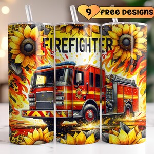 Vaso de agradecimiento para bomberos (PNG), diseño de sublimación delgado de 20 oz para bomberos, vaso de regalo para bomberos por sublimación, bombero png