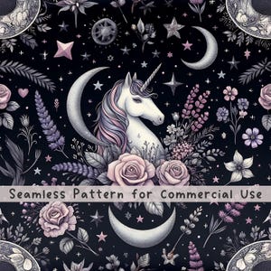Unicorn Seamless pattern Mystic Creatures Seamless Pattern Fabric PNG Repeat Pattern Commercial License Fabric Design Unicorn PNG Whimsical