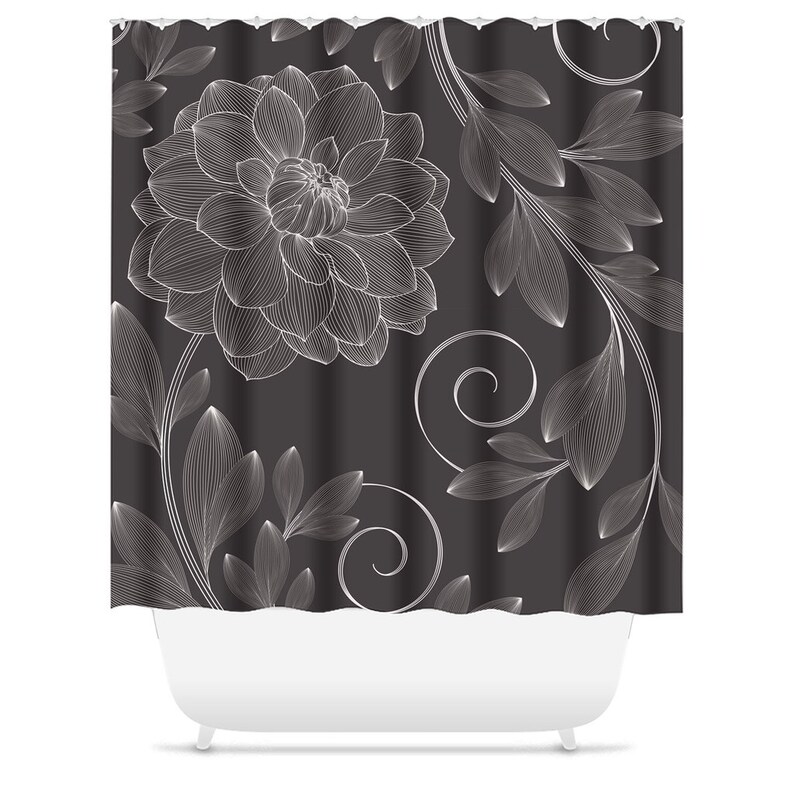 Shower Curtain Botanical Print BOHO SHOWER CURTAIN Chrysanthemum Print Boho Decor Bohemian Bathroom Decor Floral Shower Curtain