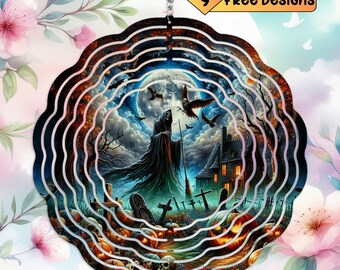 Spinner à vent d'Halloween la faucheuse PNG Décoration extérieure d'Halloween, girouette de jardin effrayant, sublimation horreur d'Halloween PNG en téléchargement numérique