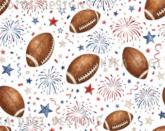 Football Fireworks Pattern Seamless Pattern Repeat Fabric Pattern Digital Paper Sublimation Design for Scrapbooking Digital Download PNG