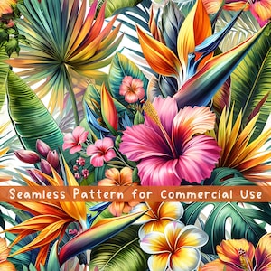 Fleurs tropicales transparente motif néon polynésien sans couture tissu PNG répéter le motif licence commerciale tissu conception jungle PNG