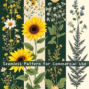 Patrón sin costuras de flores secas bohemias Descarga ilimitada de archivos de impresión digital de uso comercial Sublimación POD Patrón sin costuras de flores bohemias