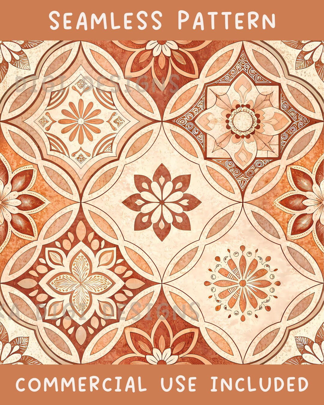 Rustic Floral Title Seamless Pattern Repeat Fabric Pattern Digital ...