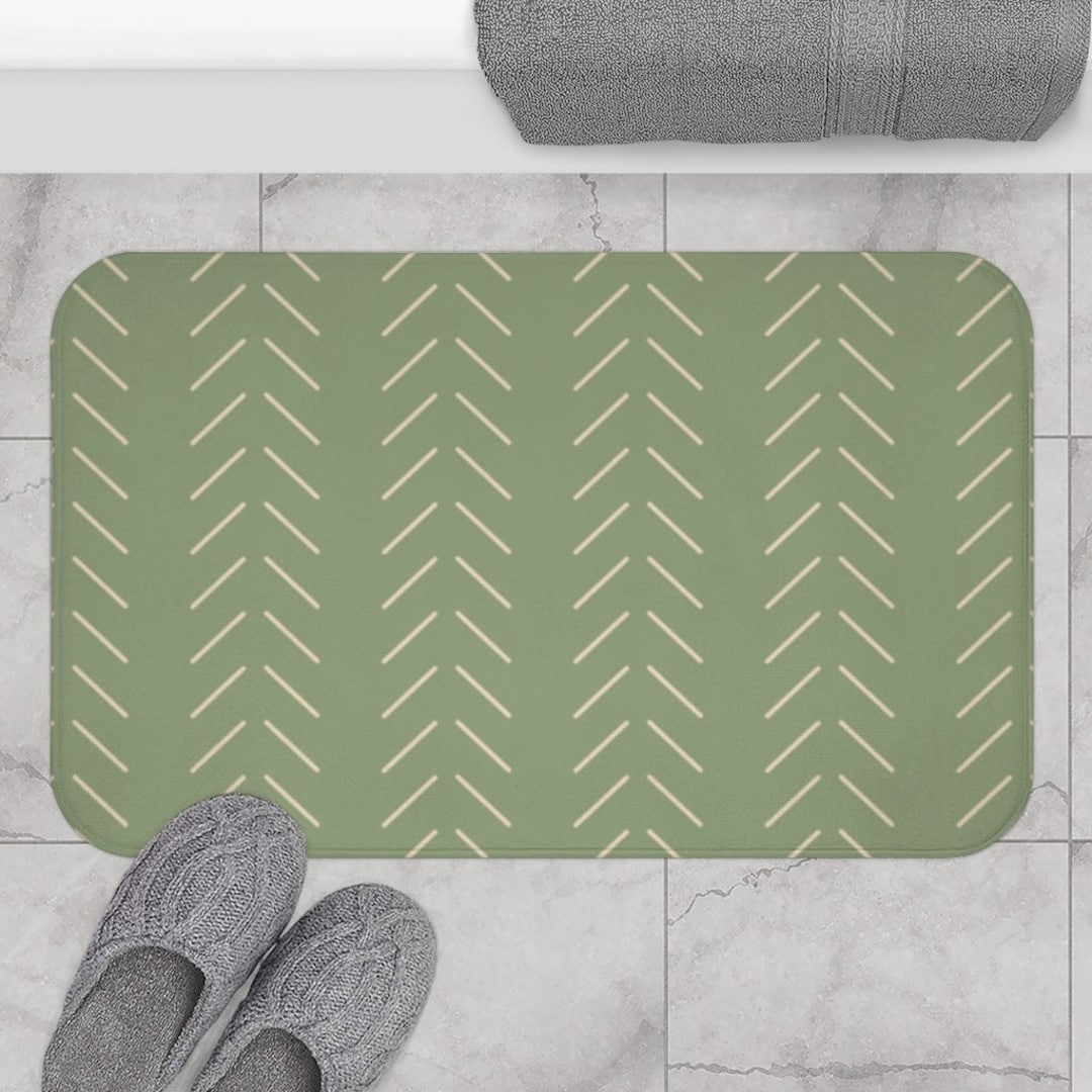 Bath Mat, Cute Bath Mat, Boho Bath Mat, Sage Green Bath Mat, Shower Mat, Kids Bath Mat, Mudcloth ...