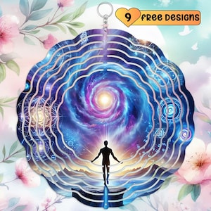 Space Man Wind Spinner Universe Galaxy Windspin, Celestial Outdoor Decor, Cosmos Man Spring Garden Windspinner Gift, Sublimation Stars PNG