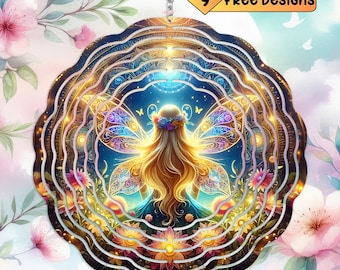 Mystical Fairy Wind Spinner Ethereal Fairy Windspin, Fairy Outdoor Decor, Holographic Spring Garden Windspinner Gift, Sublimation Fairy PNG