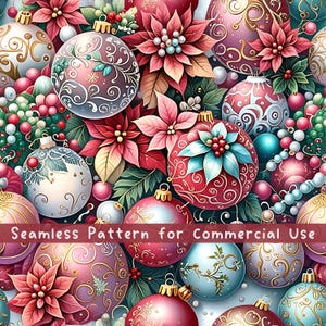Pink Candy Christmas Baubles Seamless Pattern Repeating Merry Xmas Sublimation Design Christmas Gift Png Design Holiday Decor Digital File