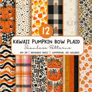 Watercolor Pumpkin Patch Seamless Pattern Bundle,  Halloween Digital Paper PNG,  Sublimation Design, Repeat Pattern Digital Download