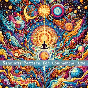 Patrón sin costuras Cosmos Man, patrón holográfico sin costuras, patrón galáctico, licencia comercial, celestial, astral, espacio, zen, PNG