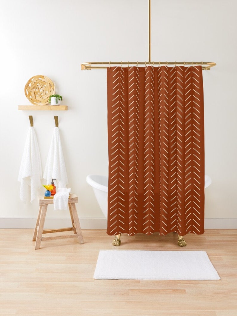 Rust Shower Curtain Extra Long Shower Curtain up to 90 Etsy