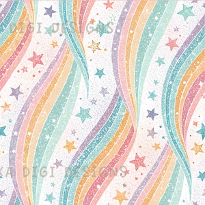 Glitter regnbågsstjärnor sömlöst mönster upprepa tygmönster digitalt papper sublimeringsdesign för scrapbooking digital nedladdning PNG vågigt