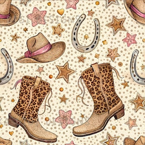Rustic Western Rodeo Seamless Pattern Repeat Fabric Pattern Digital Paper Sublimation Design for Scrapbooking Digital Download PNG Cowboy