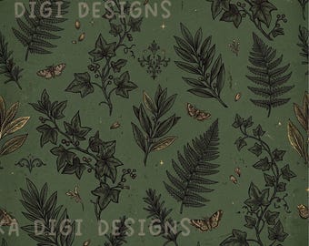 Botanical Leaves Seamless Pattern Repeat Fabric Pattern Digital Paper Sublimation Design for Scrapbooking Digital Download PNG