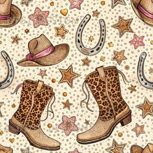 Rustic Western Rodeo Seamless Pattern Repeat Fabric Pattern Digital Paper Sublimation Design for Scrapbooking Digital Download PNG Cowboy