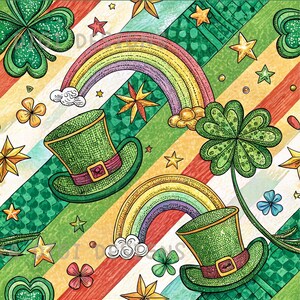 St Patricks Day sömlöst mönster upprepa tygmönster digitalt papper sublimeringsdesign för scrapbooking digital nedladdning PNG klöverblad