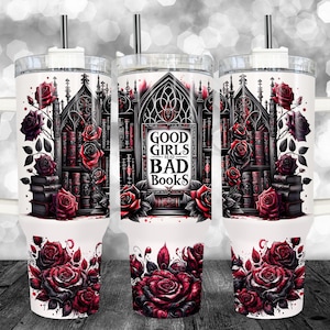 Las chicas buenas leen libros malos BookTok Book Lover Paquete de envoltura para vaso recto delgado de 20 oz con sublimación PNG de BookTok Descarga digital