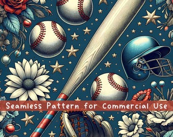 Baseball 4. Juli Musterdesign Dateien für kommerzielle Nutzung Digitales Papier Rot, Weiß und Blau Nahtlose PNG