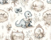 Nursery Dinosaur Seamless Pattern Repeat Fabric Pattern Digital Paper Sublimation Design for Scrapbooking Digital Download PNG Toile