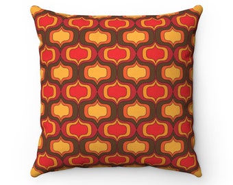 Retro Throw Pillow, Retro Pillows, 70s Decor, Orange Throw Pillow, 14x14 Pillow Cover, Unique Throw Pillow, Retro Pillow, Retro Pillow Case