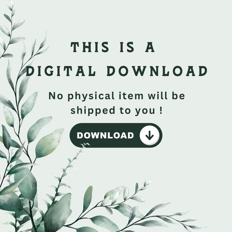 The image is a digital download with a button that says "DOWNLOAD" and a message stating "No physical item will be shipped to you!"