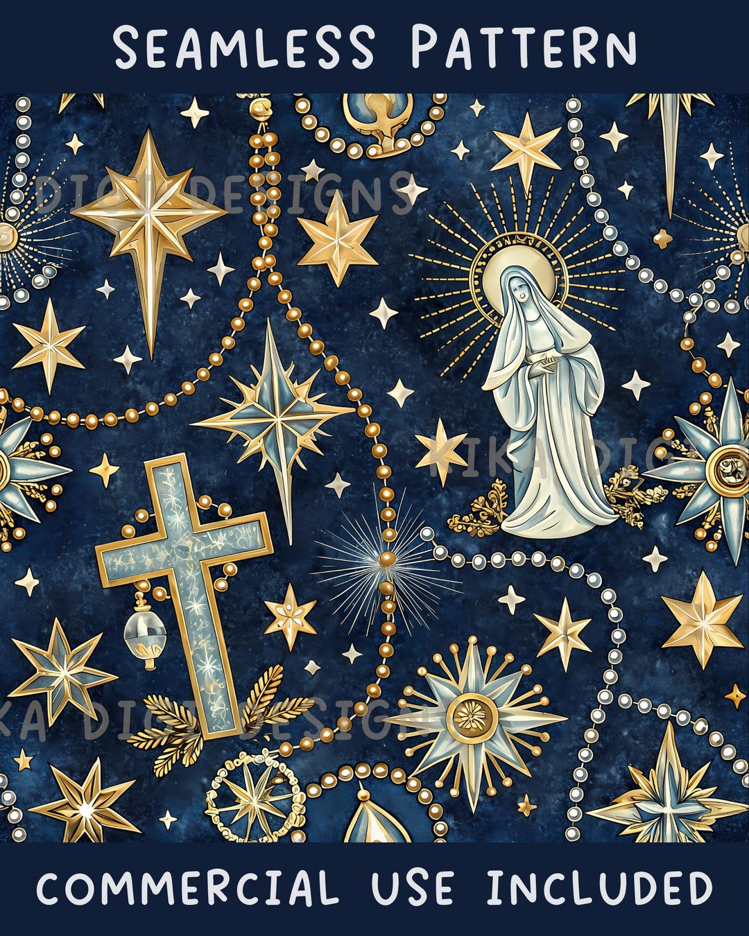 Mary Ruth Repeating Pattern Religious Virgin Mary Seamless Pattern Repeat Fabric Pattern Digital ...