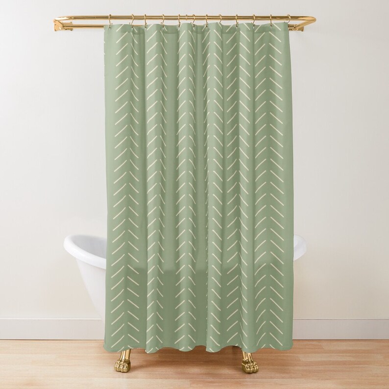 Extra Long Shower Curtain up to 90 Inches Long Sage Green Etsy