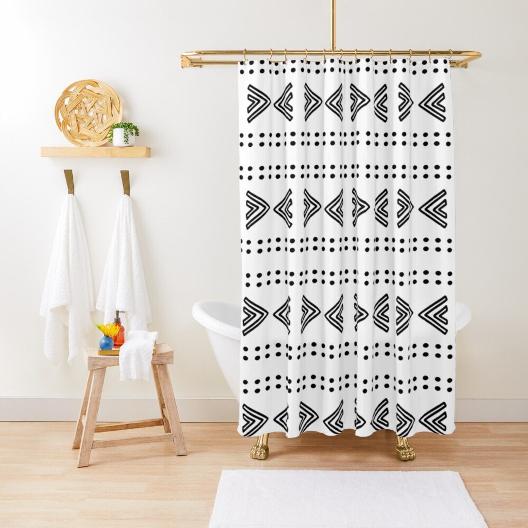 Mudcloth Shower Curtain Mudcloth Black and White Shower Etsy