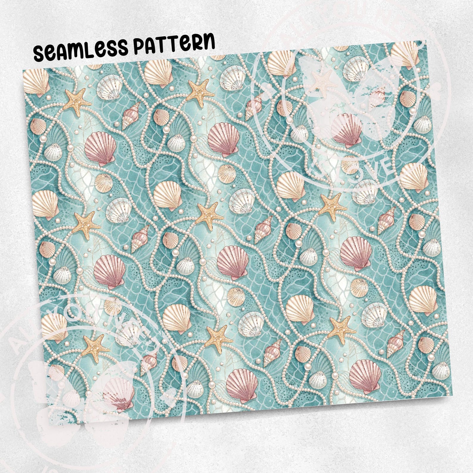 Ocean Seashells Seamless Pattern Repeat Fabric Pattern Digital Paper ...
