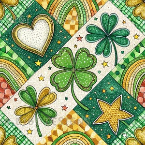 Shamrock Seamless Pattern Repeat Fabric Pattern Digital Paper Sublimation Design for Scrapbooking Digital Download PNG St Paddys Day