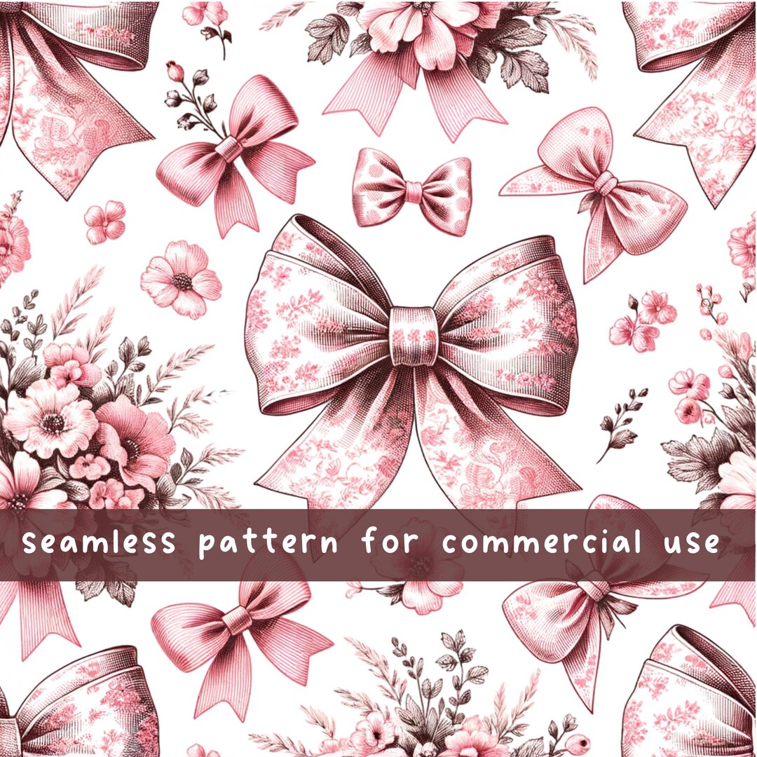 Vintage Pink Toile Coquette Seamless Pattern Pink Chinoiserie Bow ...