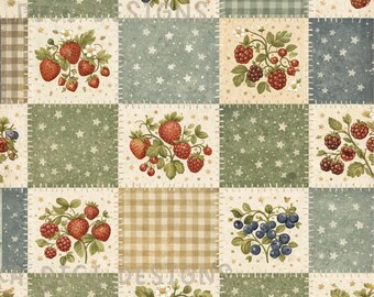 Berries Quilt Patchwork Seamless Pattern Repeat Fabric Pattern Digital Paper Sublimation Design for Scrapbooking Digital Download PNG Plaid