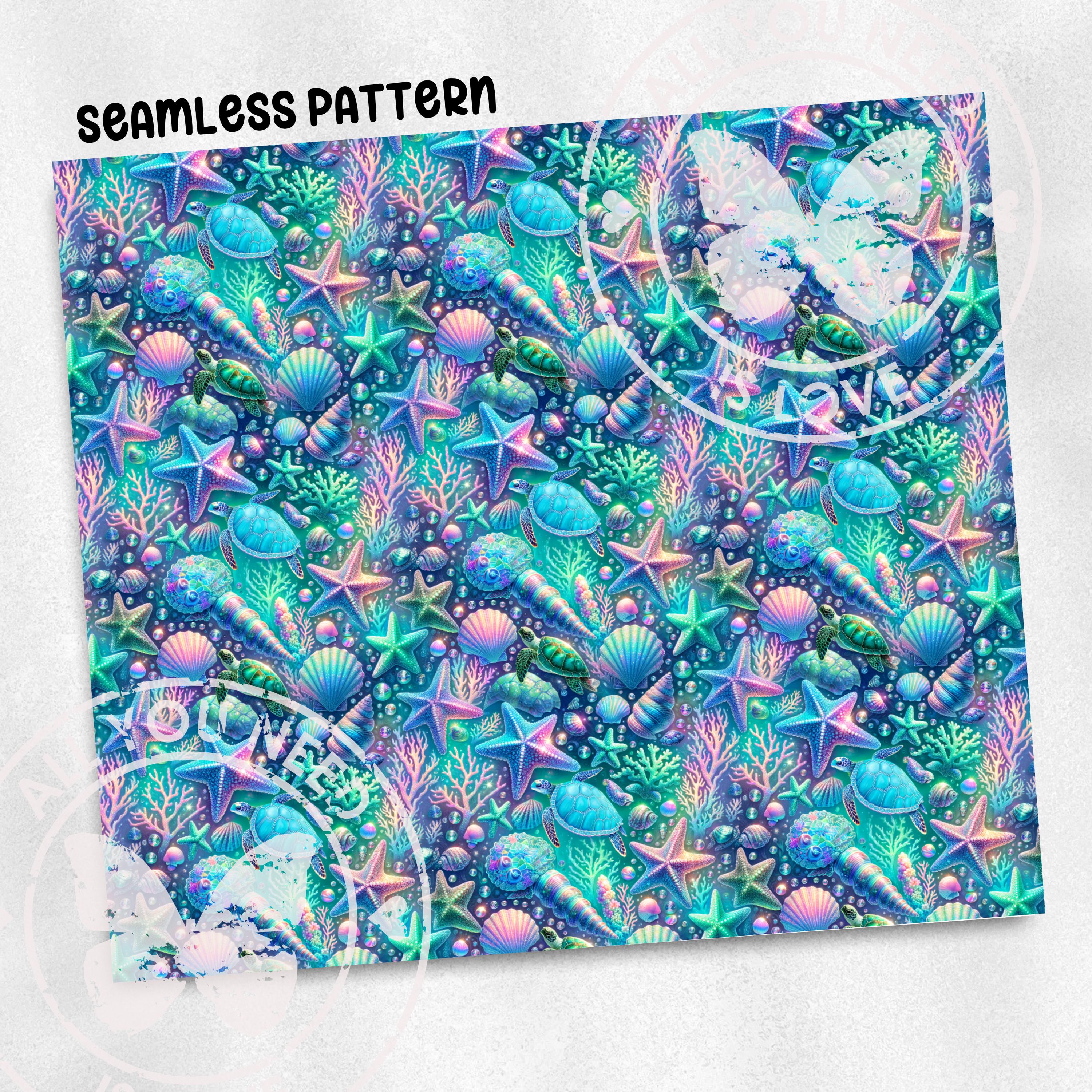 Vibrant Ocean Turtle Seamless Pattern Repeat Fabric Pattern Digital ...