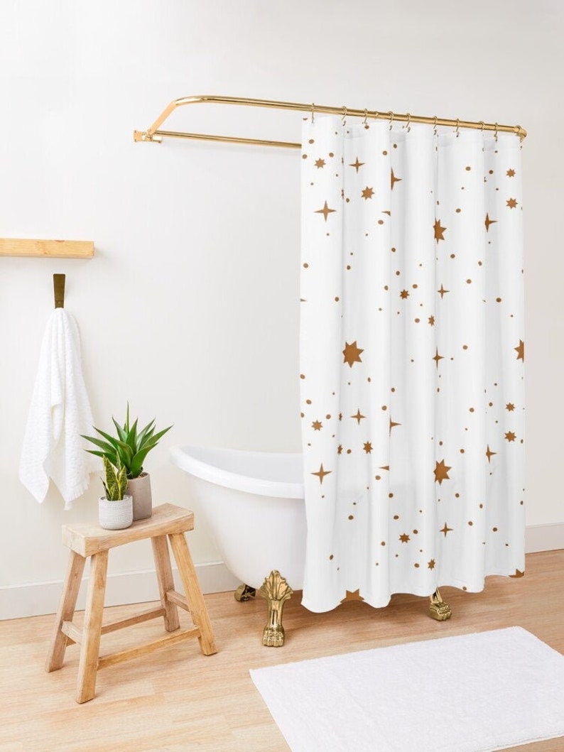 Boho Shower Curtain, Celestial Decor, Shower Curtain Boho, Extra Long Shower Curtain, Guest Bathroom Shower Curtain, Up To 90 Inches Long image 1