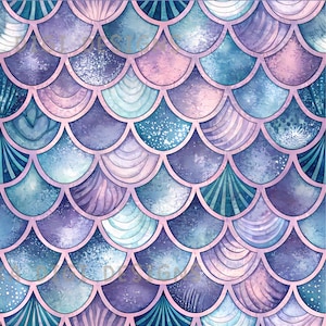 Sjöjungfrufjäll Sömlöst mönster Upprepa tygmönster Digitalt papper Sublimeringsdesign för scrapbooking Digital nedladdning PNG-textur